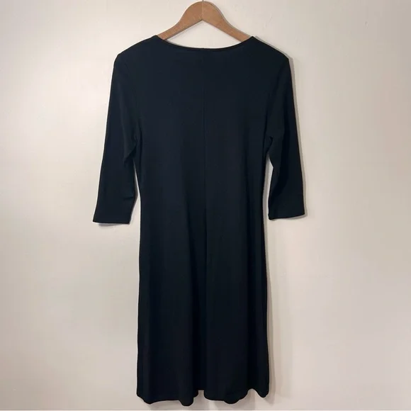 Talbots Black Wool Blend Dress Size 6 Faux Wrap Knee Length - Picture 7 of 13